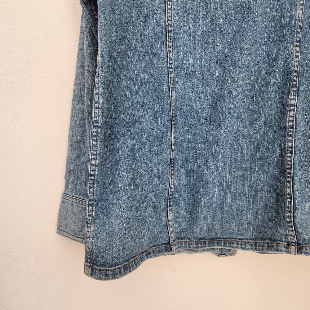 Vintage Y2K Denim & Co Embroidered Floral Barn Jacket Style Denim Jacket M - Picture 8 of 9